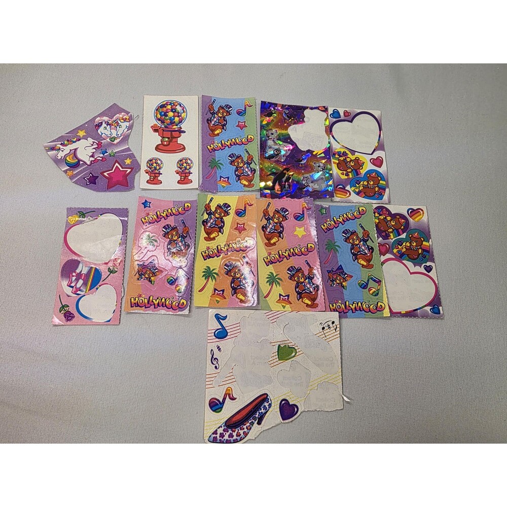 Authentic Vintage Lisa Frank Stickers Lot of 12, 1990s Rare Retro 90s Colorful